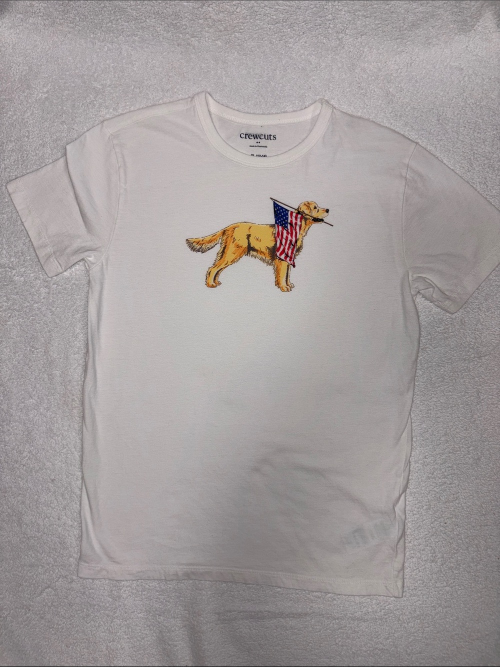 Crewcuts Dog golden retriever American Flag Graphic Tee Collector boys xl 12/14